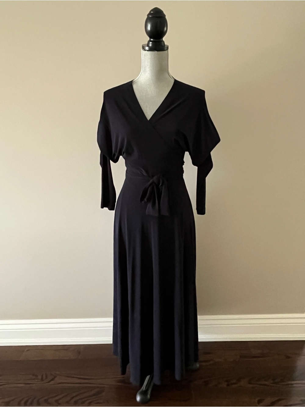 NWT Norma Kamali Midnight Blue DolmanWrap Flared Dress